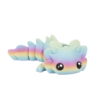 Axolotl carino – animaletto flexi stampato in 3D, colore arcobaleno pastello