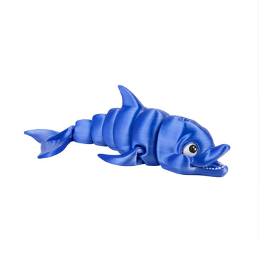 Delfino – animaletto flexi snodato stampato in 3D color blu-bianco