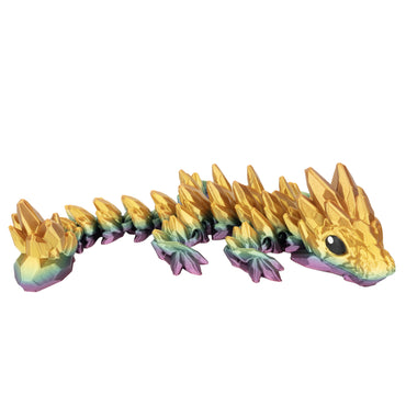 Cucciolo di drago prezioso – drago flexi stampato in 3D, colore arcobaleno