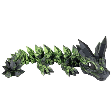 Cucciolo di drago cristallino – drago flexi stampato in 3D, colore nero-verde