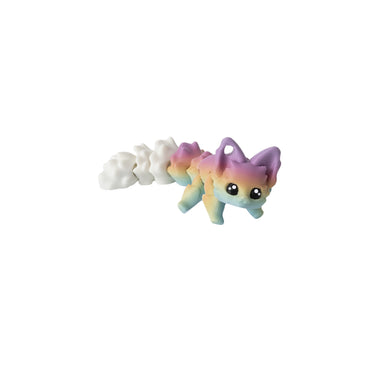 Cute Fox Keychain – 3D printed flexi keychain in pastel rainbow