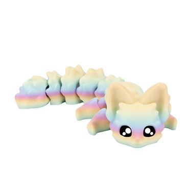 Volpe carina – animaletto flexi stampato in 3D, colore arcobaleno pastello
