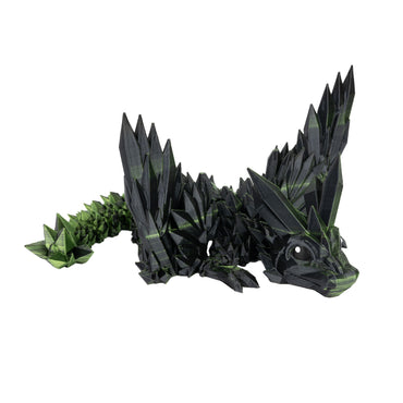 Winged Crystal Baby Dragon – 3D printed flexi dragon in black-green