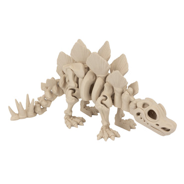 Squelette de Stégosaure – dinosaure flexi imprimé en 3D, coloris beige