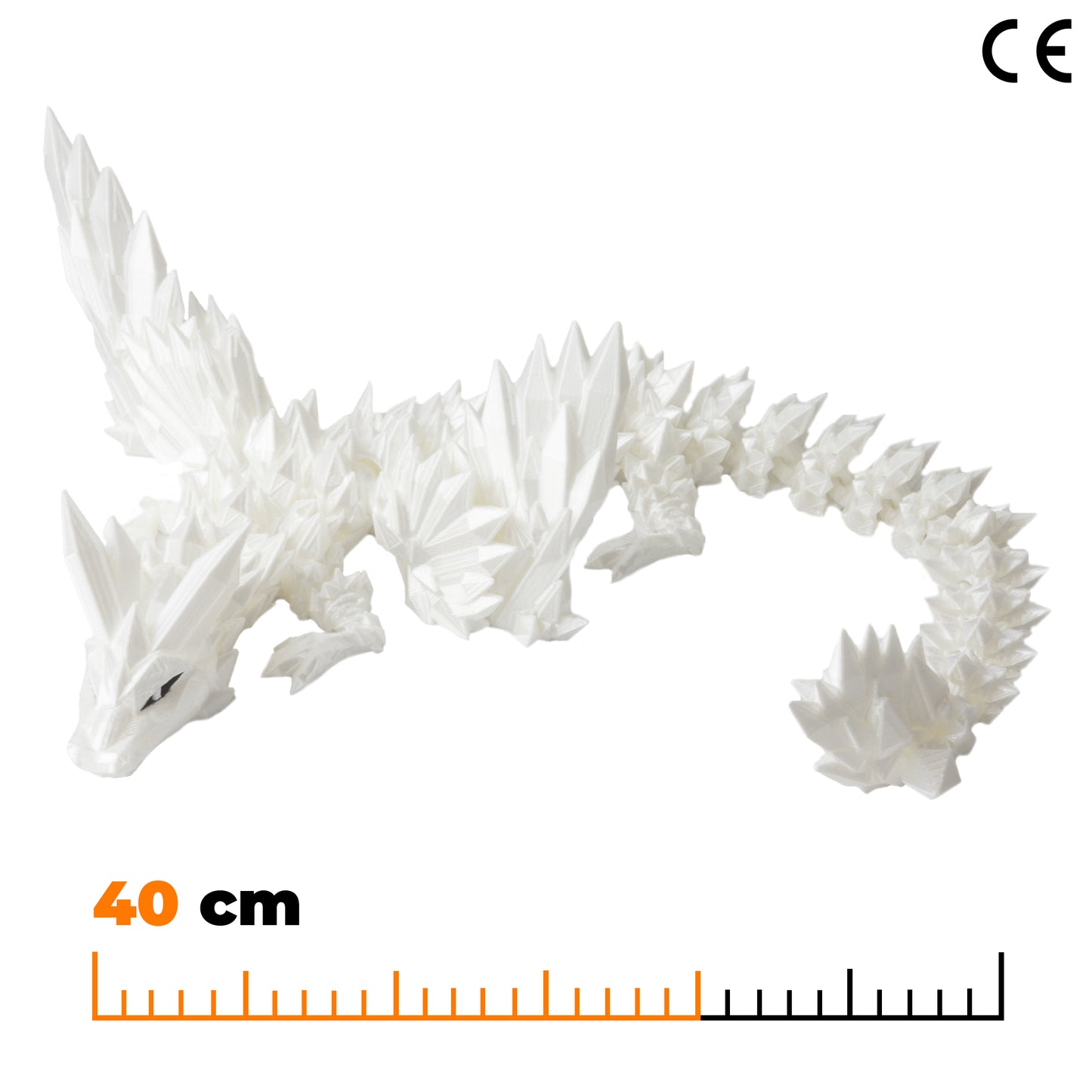 Okřídlený krystalový dračí dospělák - Bílá