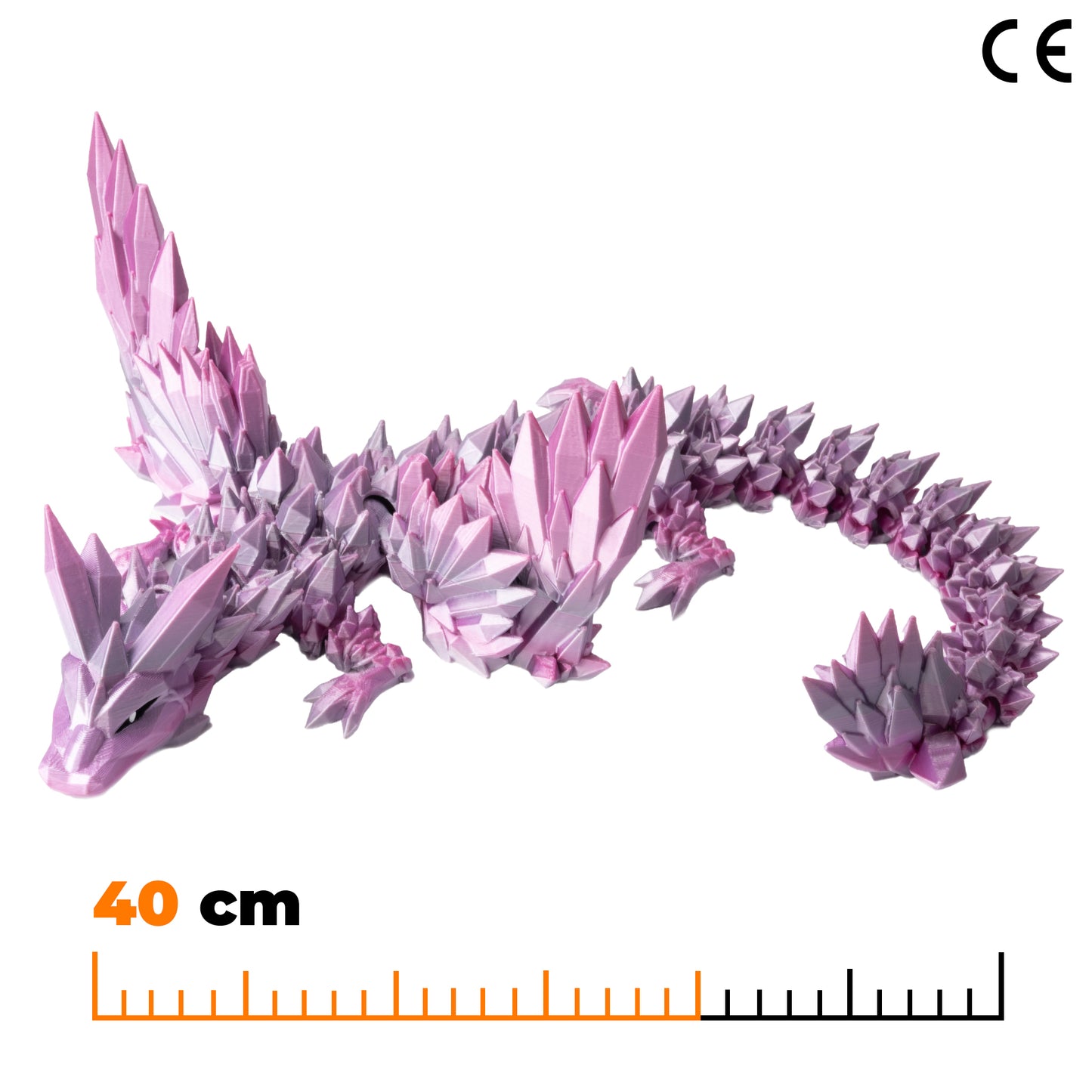 Okřídlený krystalový dračí dospělák - Růžovo-fialová