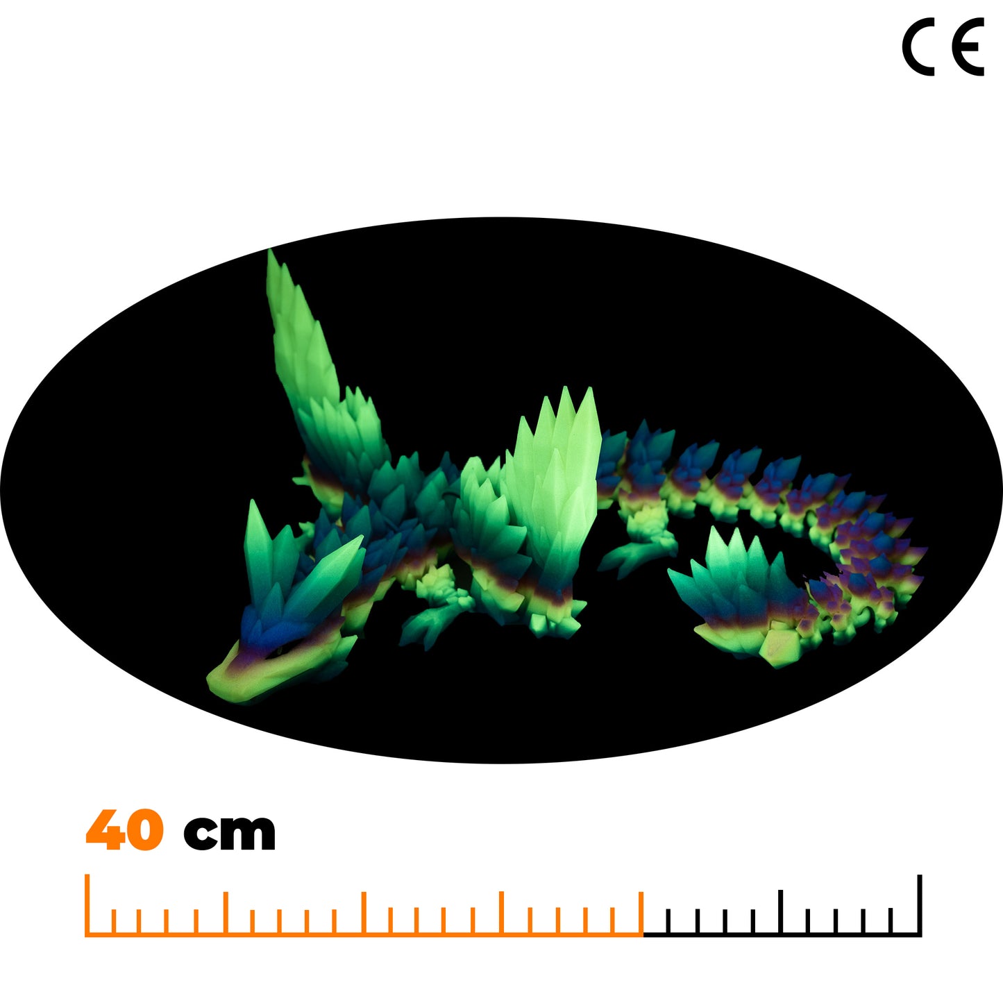 Okřídlený krystalový dračí dospělák - Svítící duhová