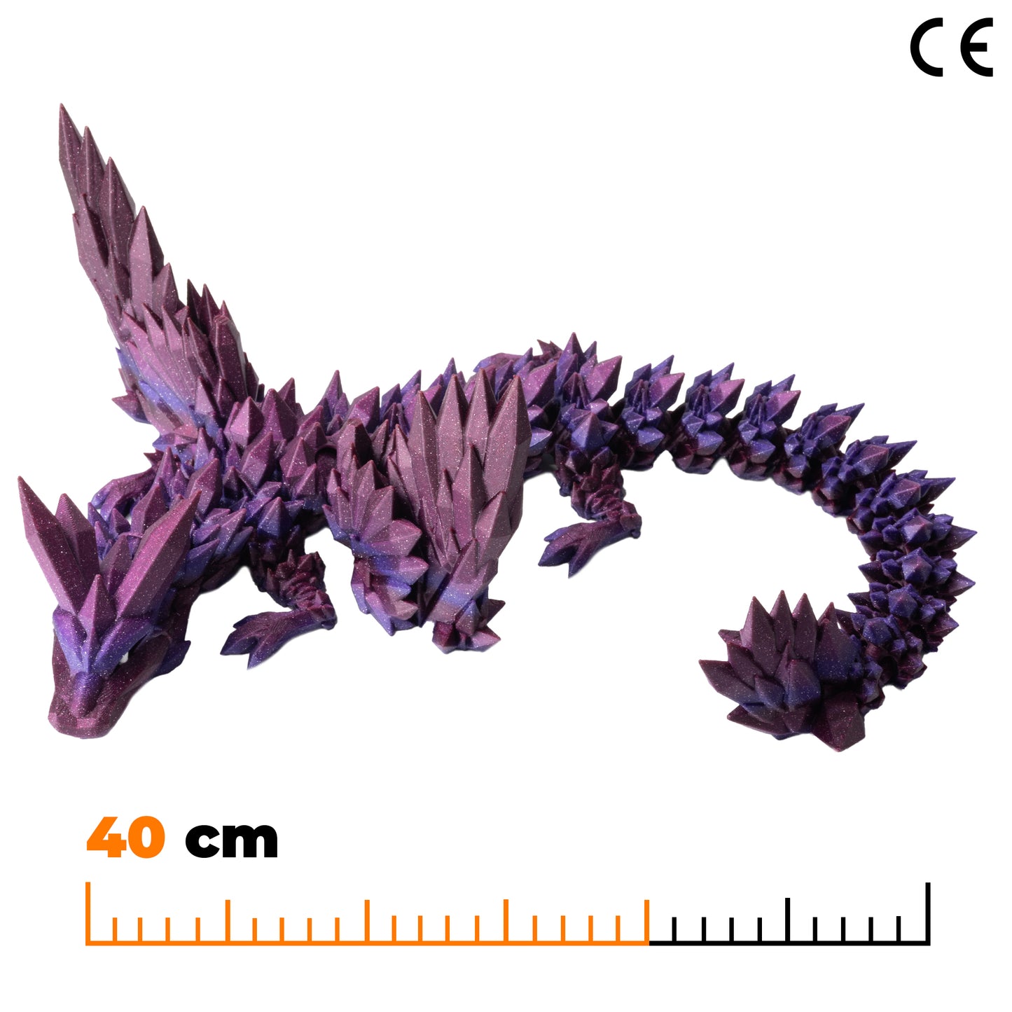 Okřídlený krystalový dračí dospělák - Třpytivá fialová