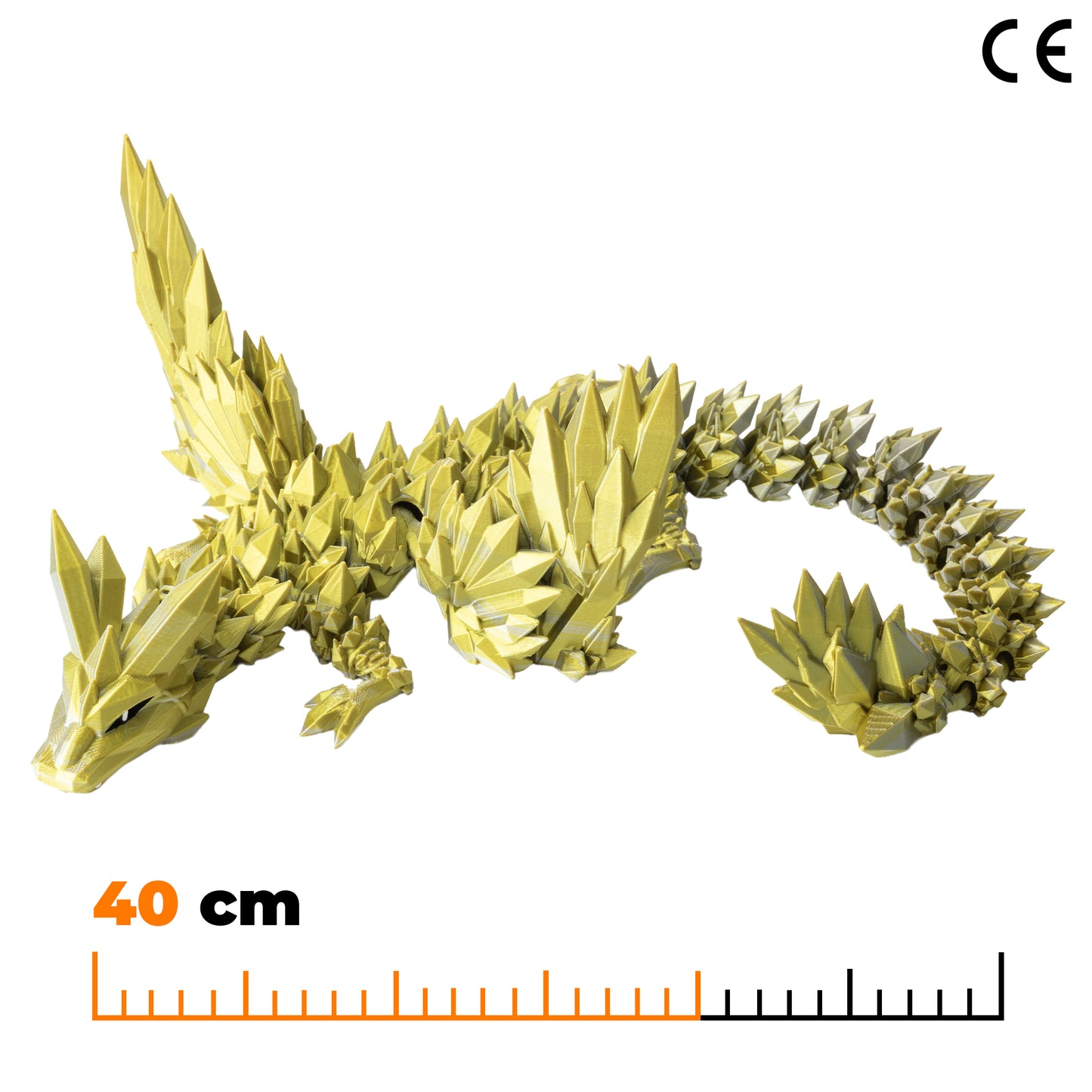 Okřídlený krystalový dračí dospělák - Zlato-stříbrná