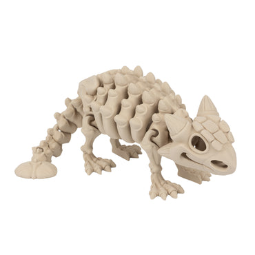 Squelette d'Ankylosaure – dinosaure flexi articulé imprimé en 3D, coloris beige