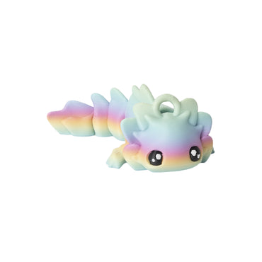 Porte-clés axolotl mignon – porte-clés flexi imprimé en 3D, coloris arc-en-ciel pastel