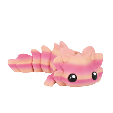Axolotl mignon – animal flexi imprimé en 3D, coloris rose dégradé