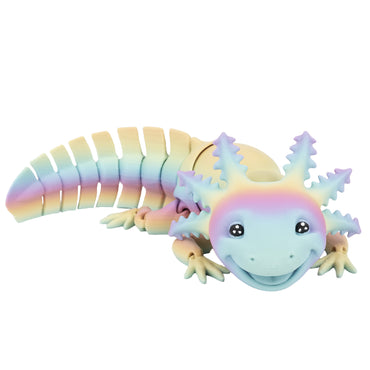 Axolotl – animaletto flexi snodato stampato in 3D color arcobaleno pastello