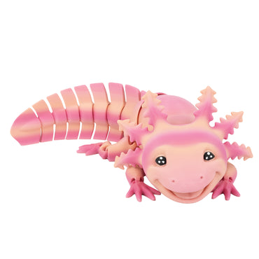 Axolotl – animal flexi articulé imprimé en 3D, coloris rose dégradé