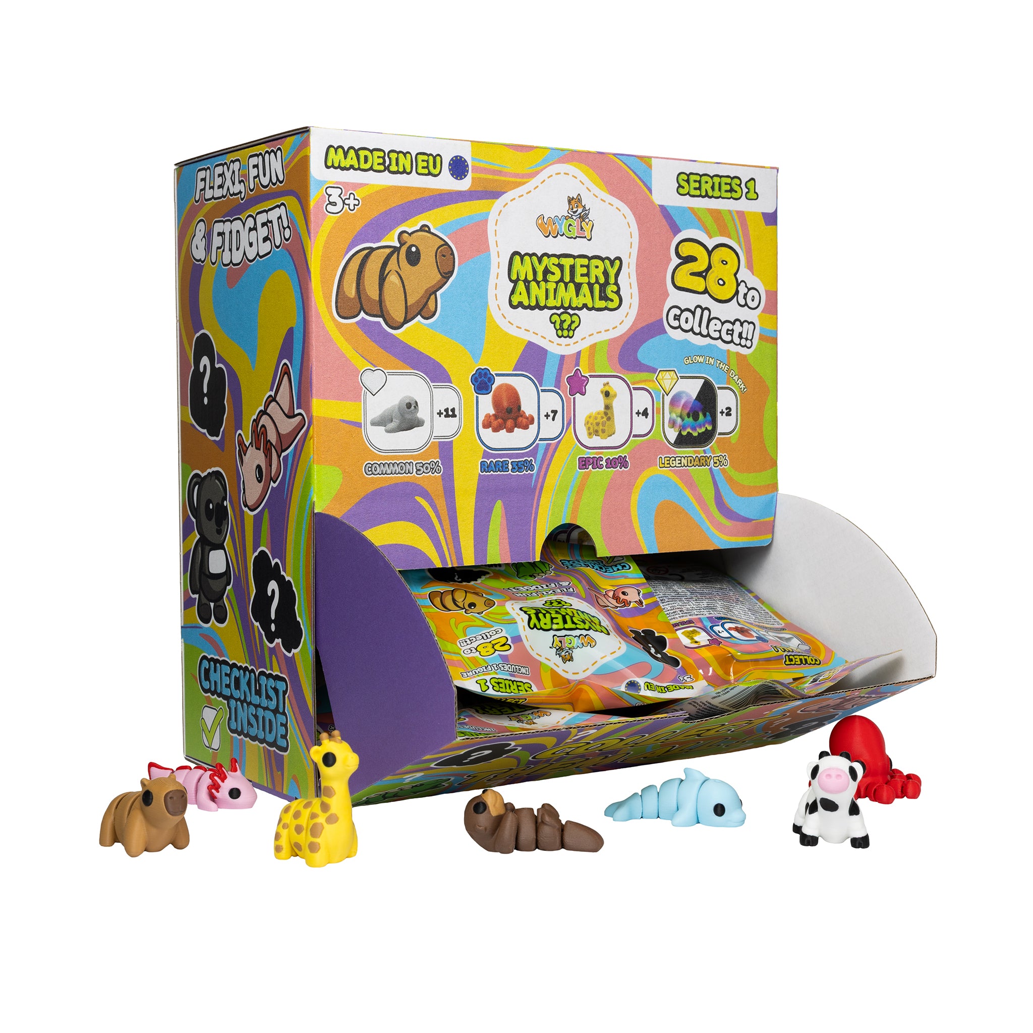 Retail display box with 24 Mystery Animals Series 1 packs