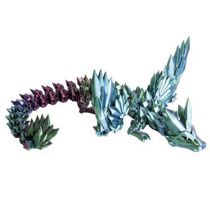 Okřídlený krystalový dračí dospělák - Modro-zeleno-fialová