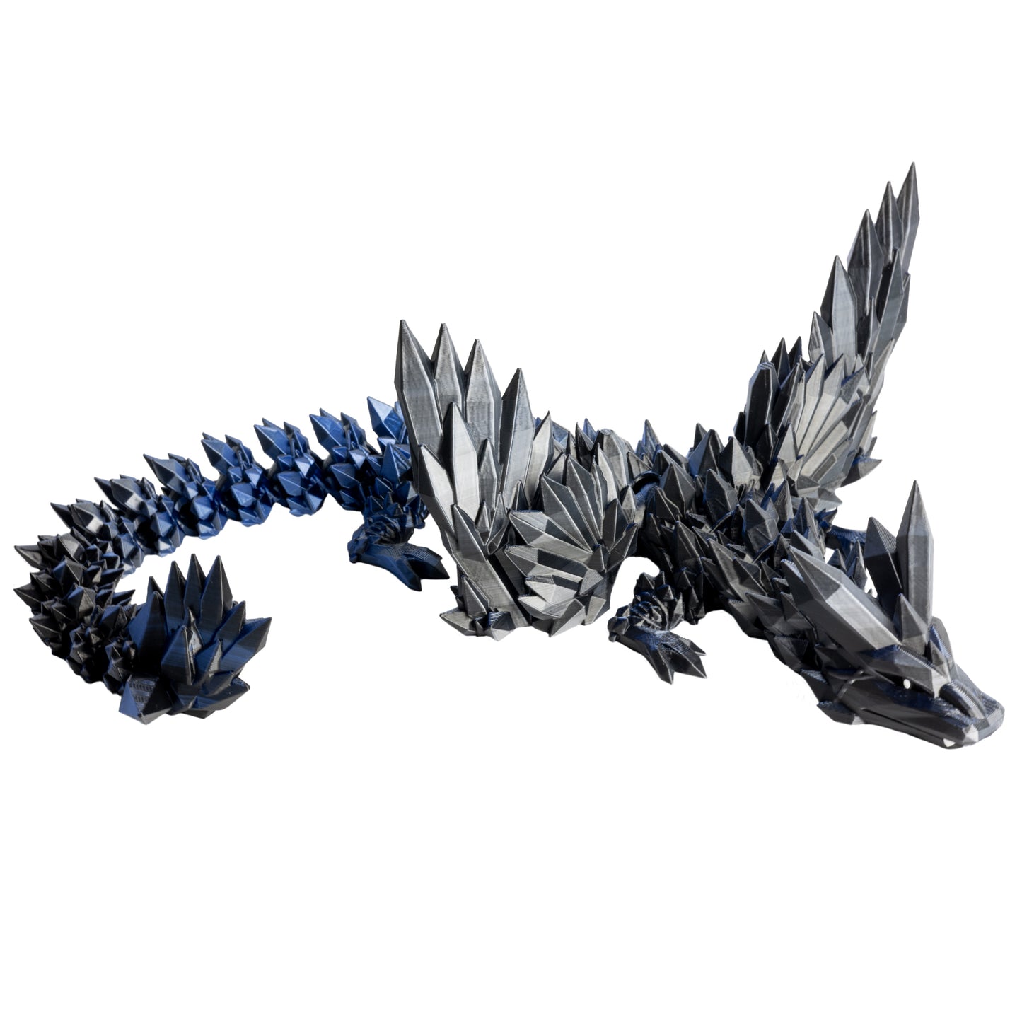 Okřídlený krystalový dračí dospělák - Černo-modro-stříbrná