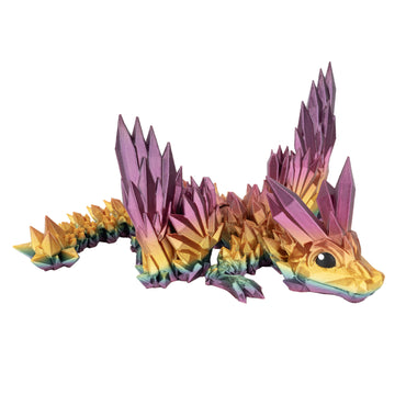 Winged Crystal Baby Dragon – 3D printed flexi dragon in rainbow