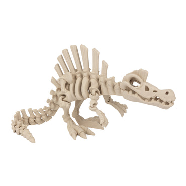 Squelette de Spinosaure – dinosaure flexi imprimé en 3D, coloris beige