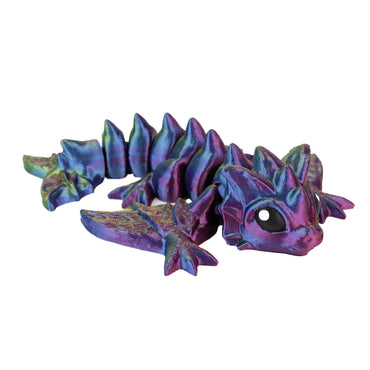 Viverna – drago flexi stampato in 3D, colore blu-giallo-fucsia olografico