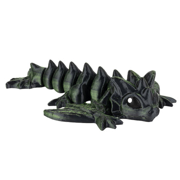 Viverna – drago flexi stampato in 3D, colore Nero-verde