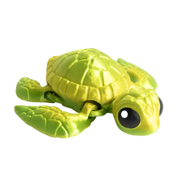 Piccola tartaruga – animaletto flexi stampato in 3D di colore verde-giallo