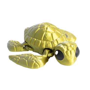 Piccola tartaruga – animaletto flexi stampato in 3D di colore oro-argento