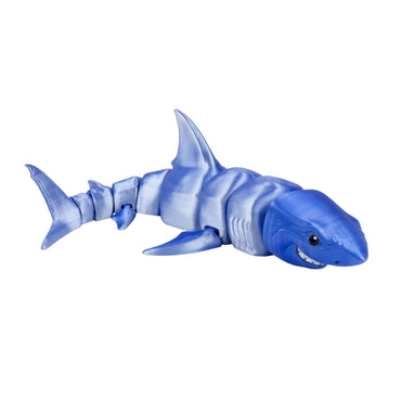 Squalo – animaletto flexi stampato in 3D, colore Blu-bianco