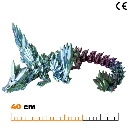 Okřídlený krystalový dračí dospělák - Modro-zeleno-fialová