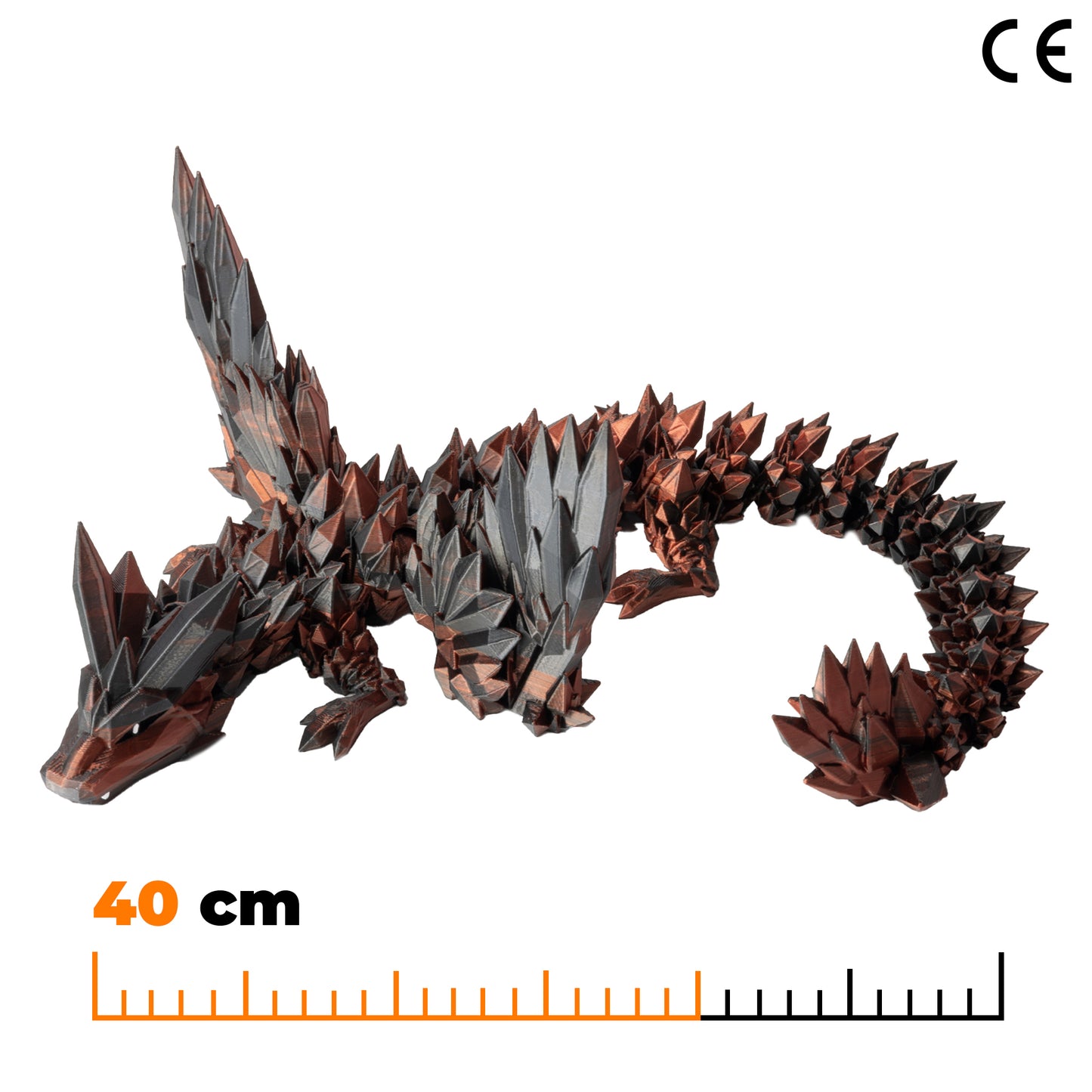 Ausgewachsener geflügelter Kristall-Drache – Rot-Schwarz