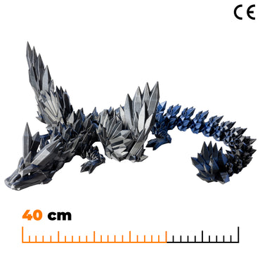 Okřídlený krystalový dračí dospělák - Černo-modro-stříbrná