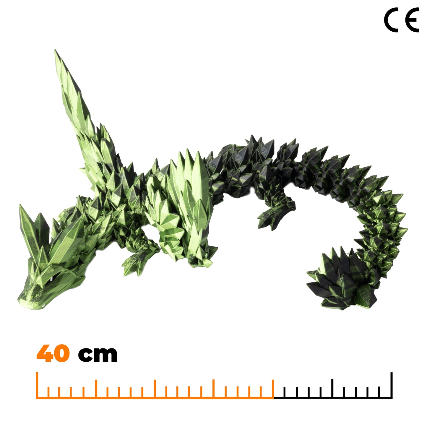 Winged Adult Crystal Dragon - Black-Green