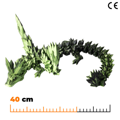 Winged Adult Crystal Dragon - Black-Green