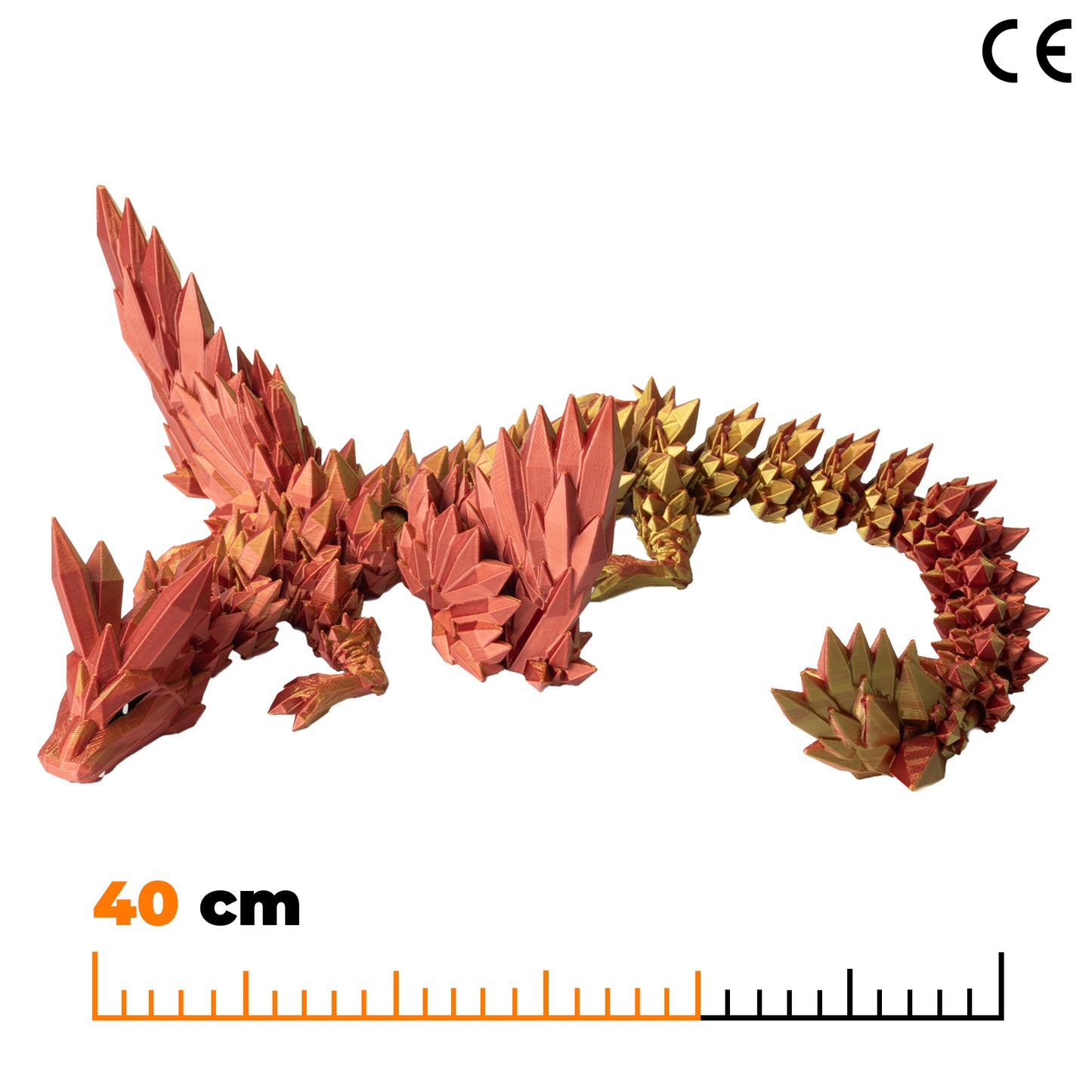 Okřídlený krystalový dračí dospělák - Červeno-žlutá