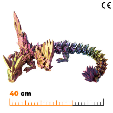 Okřídlený krystalový dračí dospělák - Modro-žluto-fuschiová