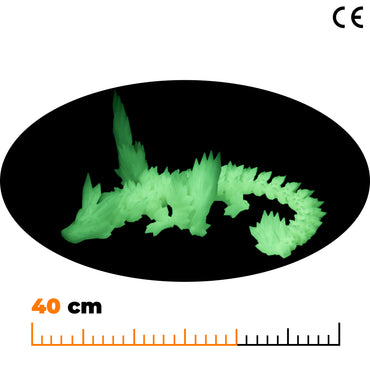 Okřídlený krystalový dračí dospělák - Svítící zelená