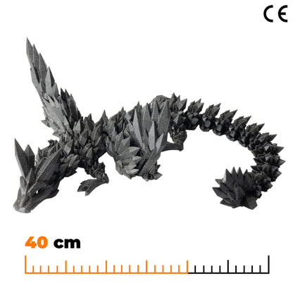 Okřídlený krystalový dračí dospělák - Třpytivá černá